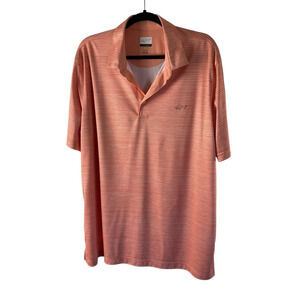 Greg Norman Play Dry Orange White Striped Polo Shirt XL Performance Golf Shirt